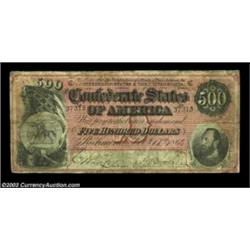 T64 $500 1864. A decent Fine++ example of the last variety issued, with the heavy dark red backgroun