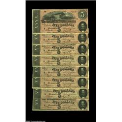 T69 $5 1864. A run of eight consecutive notes, all Crisp Uncirculated. Important notice: We expect t