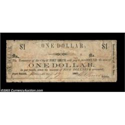 Fort Smith, AR - City of Fort Smith $1 Jan. 17, 1862 Rothert 227-2The only note of the seven example