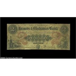 Hartford, CT - Farmers & Mechanics Bank $2 Sept., 18__ G12cA Connecticut note with the denominationa