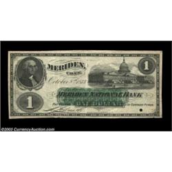 Meriden, CT - Meriden National Bank $1 Oct. 8, 1873An unusual piece issued by a National Bank and de