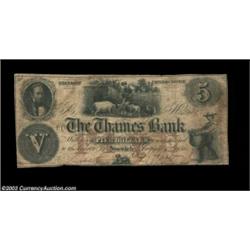 Norwich, CT - Thames Bank $5 Aug. 12, 1856 Haxby UNLAltered a genuine issue of the Thames Bank locat