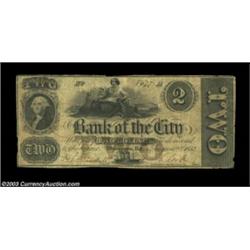 Washington, DC- Bank of the City $2 Aug. 28, 1852 G4aA very rare note from a bank which had a brief.