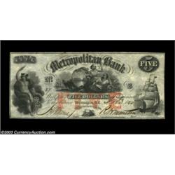 Washington, D.C. - Metropolitan Bank $5 Feb. 3, 1854 G8aA particularly attractive note with a red de