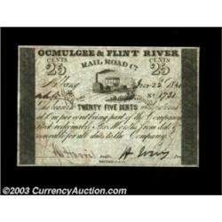 Albany, GA- Ocmulgee & Flint River Rail Road Co. 25ó Dec. 22, 1841A very high grade example from thi