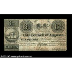 Augusta, GA- City Council of Augusta 6 1/4ó Sept. 1, 1837 A very high grade example of this scarce e