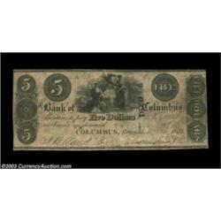 Columbus, GA- Bank of Columbus $5 Feb. 2, 1832 G24A very scarce early Columbus piece. Fine. Importan