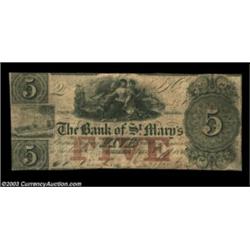 Columbus, GA- The Bank of St. Mary's $5 Nov. 16, 1846 G36aIssue with the red protector overprint fro