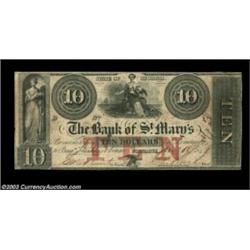 Columbus, GA- The Bank of St. Mary's $10 Nov. 16, 1846 G38aA high grade example bearing a red overpr