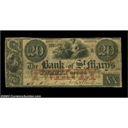 Columbus, GA- The Bank of St. Mary's $20 Nov. 16, 1846 G40aA very rare denomination from here. Very.