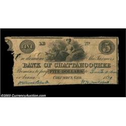 Columbus, GA- The Farmers Bank of Chattahoochee $5 1839 G6An excessively rare note, even in this con