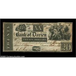 Darien, GA- The Bank of Darien $20 Oct. 1, 1835 G42A very scarce note, particularly in this state of