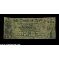 Griffin, GA - County of Spalding $1 Oct. 22, 1862A well circulated piece of municipal scrip with a g