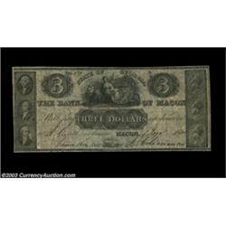 Macon, GA- Bank of Macon $3 Feb. 1, 1830 G10A pleasing example of this early Georgia three.Very Fine