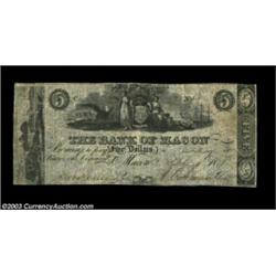 Macon, GA- Bank of Macon $5 July 4, 1831 G14The scarce first type issued from here. Very Fine. Impor