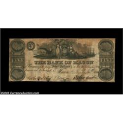 Macon, GA- Bank of Macon $5 Nov. 10, 1831 G16Fine, with a bit of light aging. Important notice: We e