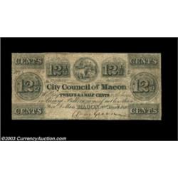 Macon, GA- City Council of Macon 12 1/2ó March 20, 1840A rather scarce piece. Very Good. Important n