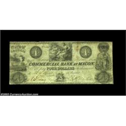 Macon, GA- Commercial Bank $4 Oct. 15, 1845 G8A very rare denomination from this bank, and one of ve