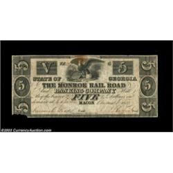Macon, GA- The Macon Rail Road & Banking Company $5 Aug. 2, 1839 G20Payable at the office in Cassvil