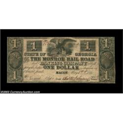 Macon, GA- The Monroe Rail Road Banking Company $1 May 1, 1840First of a nice run from this tough to
