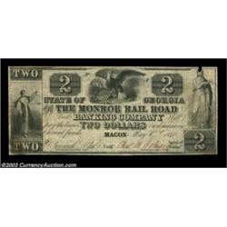 Macon, GA- The Monroe Rail Road & Banking Company $2 May 1, 1840A much scarcer denomination. Fine+,.