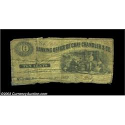 Macomb, IL- Chas. Chandler 10ó Sept. 9, 1862A very scarce piece of Illinois scrip from an issuer we'