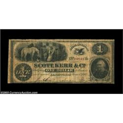 Leavenworth, KS- Scott, Kerr & Co. $1 June 1, 1862 Whitfield 323An exceptionally rare Kansas note fr