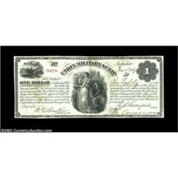 Topeka, KS - Union Military Scrip $1 June 1, 1867A nice, bright Extremely Fine-About Uncirculated ex