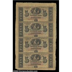 New Orleans, LA - Citizens' Bank of Louisiana $5-$5-$5-$5 Uncut Sheet G12c-G12c-G12c-G12cCrisp Uncir