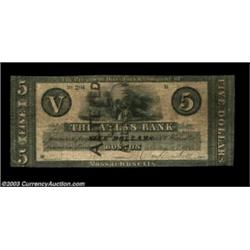 Boston, MA- The Atlas Bank $5 May 1, 1862 G26This rare note is marked in pen as "Altered," but we ar