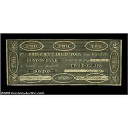 Boston, MA- The Boston Bank $2 Oct. 9, 1827 S10A high grade example of this scarcer spurious note. V