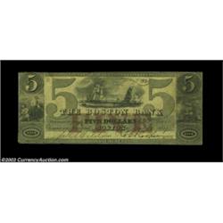 Boston, MA- The Boston Bank $5 July 1, 1857 G74aA very scarce note listed as SENC in the Haxby refer