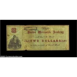 Boston, MA- Boston Mercantile Academy $2 Schingoethe UNLA great piece of college scrip from an issue
