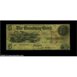 Boston, MA- The Broadway Bank $5 Mar. 1, 1860 G8bA very scarce note from a bank we've not had previo