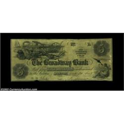 Boston, MA- The Broadway Bank $5, $10 UNL, R10Two pieces, the first an unlisted note which appears t