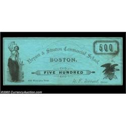 Boston, MA- Bryant & Stratton Commercial School $500 Schingoethe MA110-500Very rare, as this and the