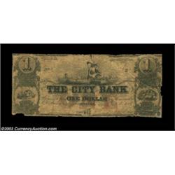 Boston, MA- The City Bank $1 Nov. 1, 1855 G12Low grade but very rare, listed as SENC in Haxby. Good-