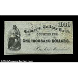 Boston, MA- Comer's College Bank $1000 Schingoethe MA120-1000A scarcer denomination from here. Very.