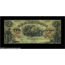 St. Albans, VT- The St. Alban's Bank $1, $2 G2b, G4bTwo pieces, both scarce, with each grading Fine-