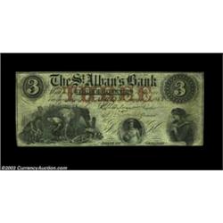 St. Albans, VT- The St. Alban's Bank $3 Aug. 15, 1863 G6cA very tough Vermont three, saved for poste