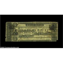 Wells River, VT- Bank of Newbury $5 Aug. 25, 1833 UNLAn excessively rare note which uses a design no