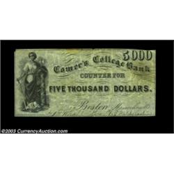 Boston, MA- Comer's College Bank $5000 Schingoethe MA120-5000a very scarce piece of college currency