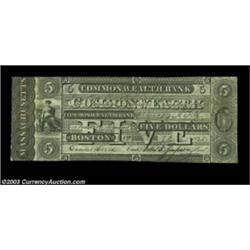 Boston, MA- Commonwealth Bank $5 July 4, 1834 G32A very scarce note, and in exceptionally nice grade