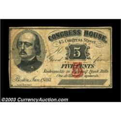 Boston, MA- Congress House 5ó, 15ó Jan. 1, 1863Two pieces, the 5ó Fine, the 15ó a nice Very Fine, wi