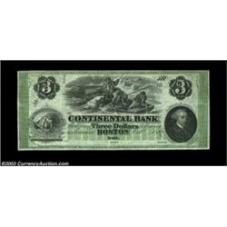 Boston, MA- The Continental Bank $3 G6aA lovely note with a great central vignette of a polar bear a