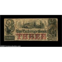 Boston, MA- The Exchange Bank $3 Sept. 2, 1862 G6bAn extremely rare note which is the only issued pi