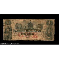 Boston, MA- The Faneuil Hall Bank $1 G2aWell circulated but intact Very Good, a great Boston rarity.