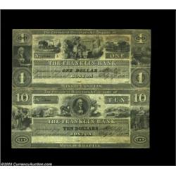 Boston, MA- The Franklin Bank $1-$10 July 27, 1835 G16-G72An uncut pair grading Very Fine-Extremely.