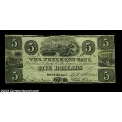 Boston, MA- The Freemans Bank $5 April 10, 1848 A25A rare altered note listed as SENC in Haxby. Nice