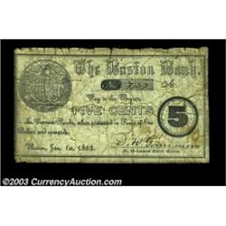 Boston, MA- D.W. Gammon 5ó Jan. 1, 1863Well circulated but quite rare, the only scrip from this issu